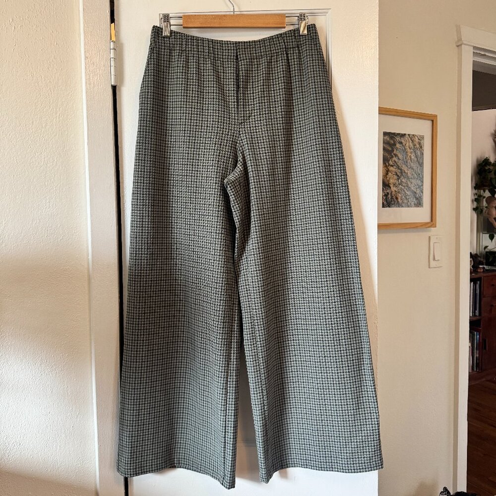 Uniqlo C: Smart Ankle Pants (2-Way Stretch Herringbone) Wide Leg Sz M